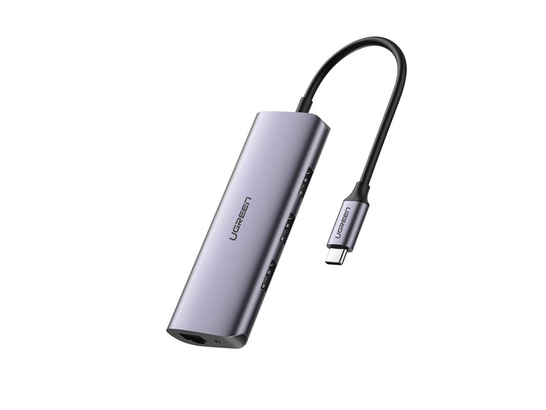 uGreen USB-C إلى RJ45 Gigabit Ethernet + 3 x USB 3.0 Hub + 1 Micro USB 5V للشحن uGreen USB-C إلى RJ45 Gigabit Ethernet + 3 x USB 3.0 Hub + 1 Micro USB 5V للشحن